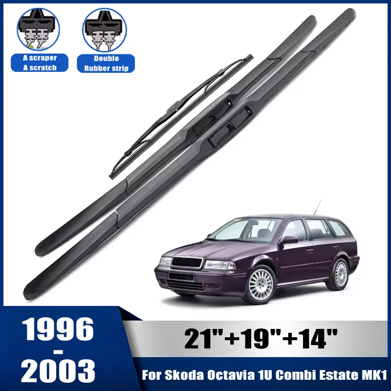Wiper Front & Rear Wiper Blades Set For Skoda Octavia 1U Combi MK1 1996-2003(NOT MK2) Windshield Windscreen 21''+19''+14''