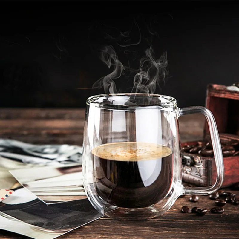 【LAST CHANCE】Coffee Cups Set Tea Mugs Handmade Creative Beer Drink A Mug Of Office Mug Transparent Drinkware Double Glass Cups