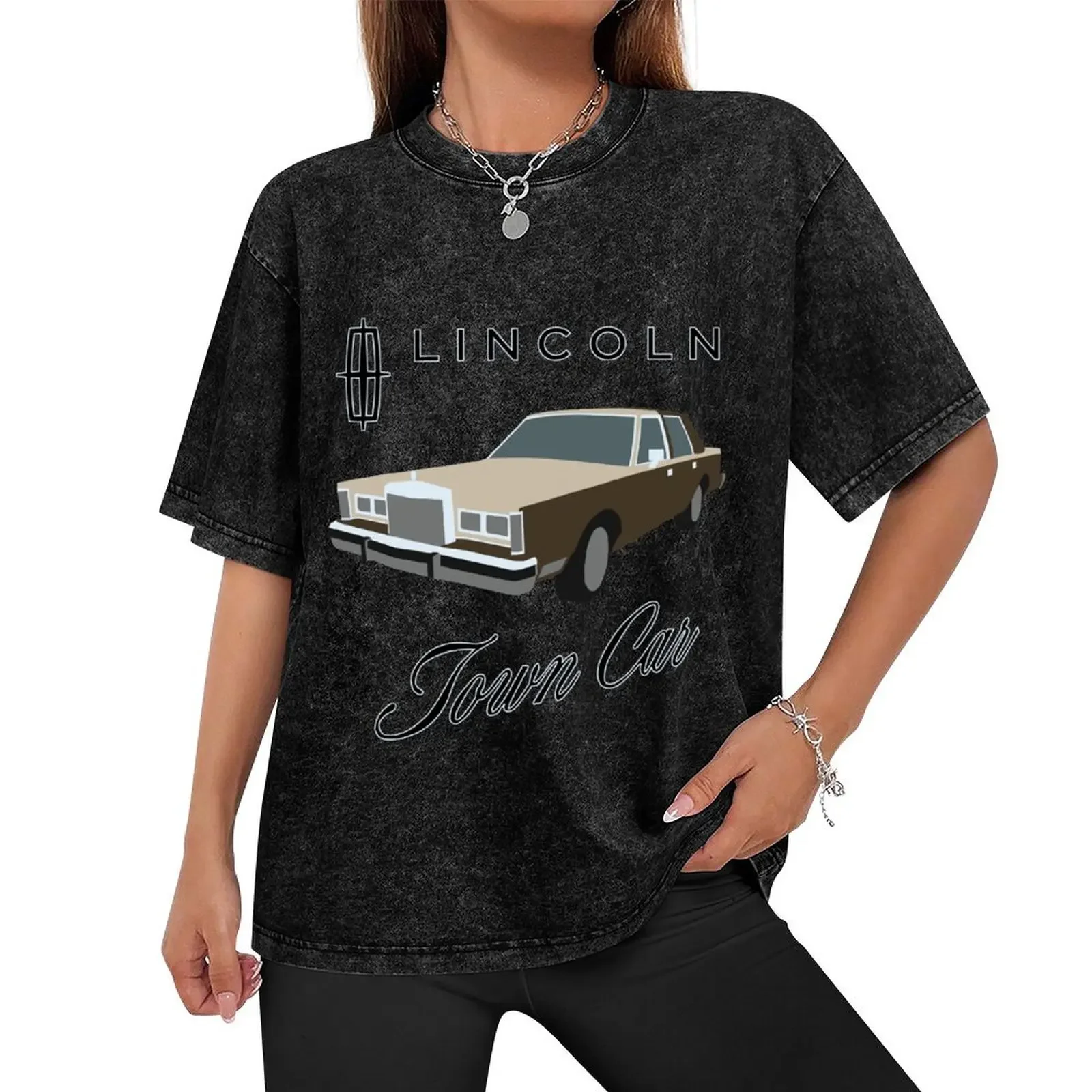 Flat Car #7 1987 Lincoln Town Car T-Shirt Short sleeve tee Blouse oversized luxury clothes men