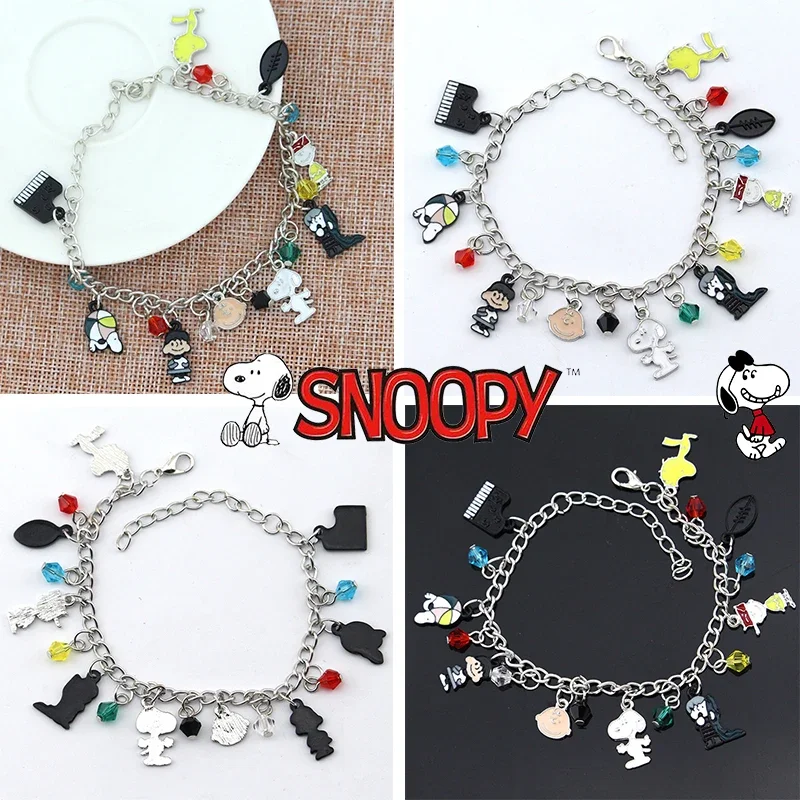 Snoopy Bracelet Cute Alloy Multi Combination Charm Pendant Chain Bracelets for Women Unisex Wrist Jewelry Trinket Birthday Gifts