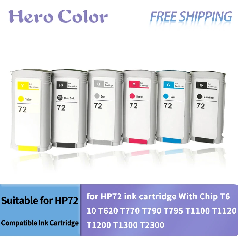 Suitable for HP 72 Ink Cartridge for hp72 ink cartridge With Chip T610 T620 T770 T790 T795 T1100 T1120 T1200 T1300 T2300