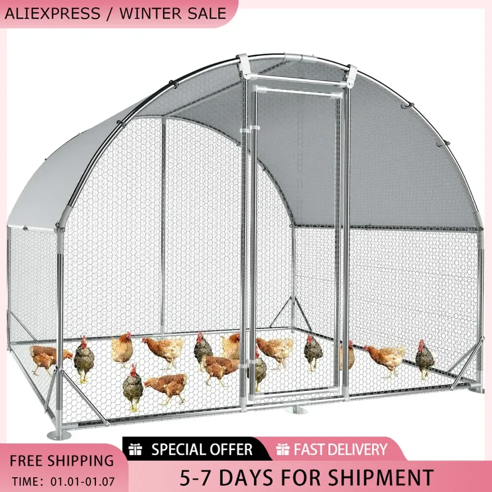 Large Metal Chicken Coop,Chicken Pen with Water-Resident and Anti-UV Cover,Spacious,Durable, Lockable,Duck Rabbit House Outdoor