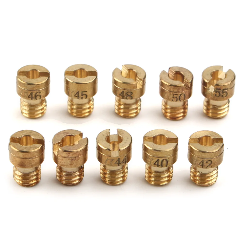 10X Motorbike Carburetor Main Jet M4 4mm for GY6 50cc 139QMB Scooter Keihin Carb PZ19 Size 40 42 44 45 46 48 50 52 55 58