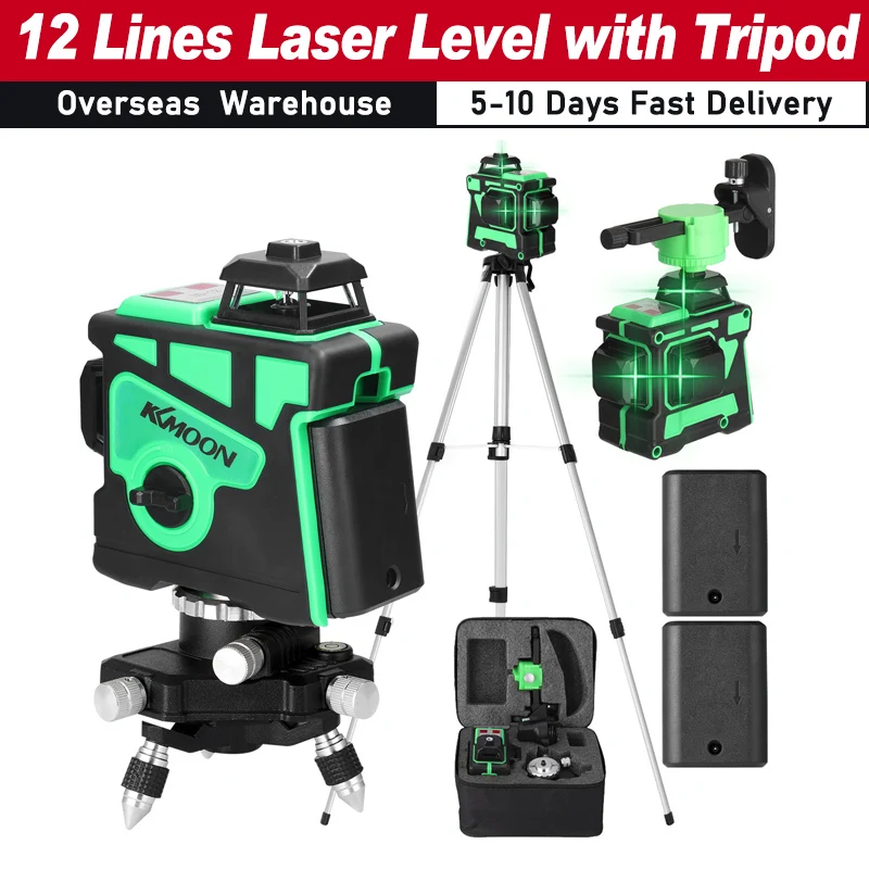 KKmoon Multifunctional Self-leveling 3D 12 Lines Laser Level Tool Vertical Horizontal Lines with 1.2M Adjustable Tripod Stand