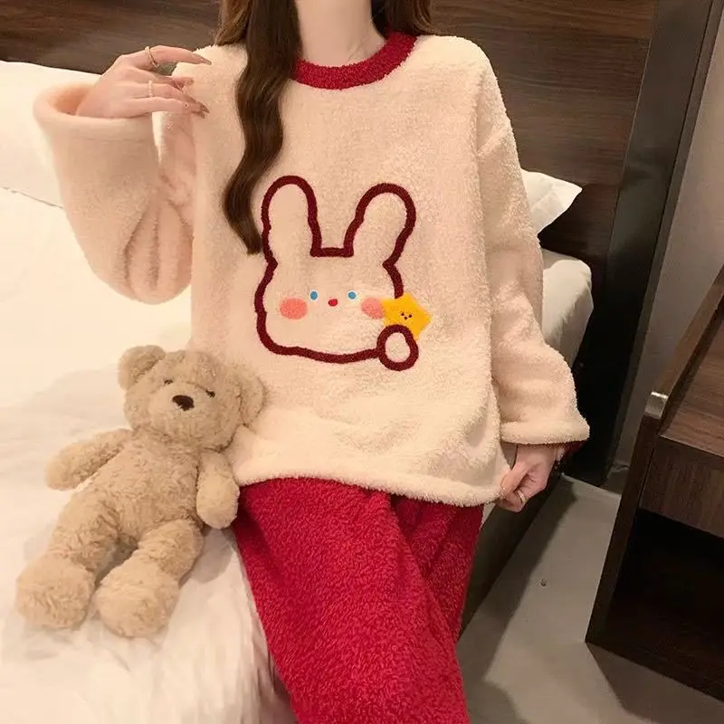 

PJs SetWomen's pajama setWomen's warm winter pajamasLong sleeved clothingFashionable home clothes, pajamasCute and soft