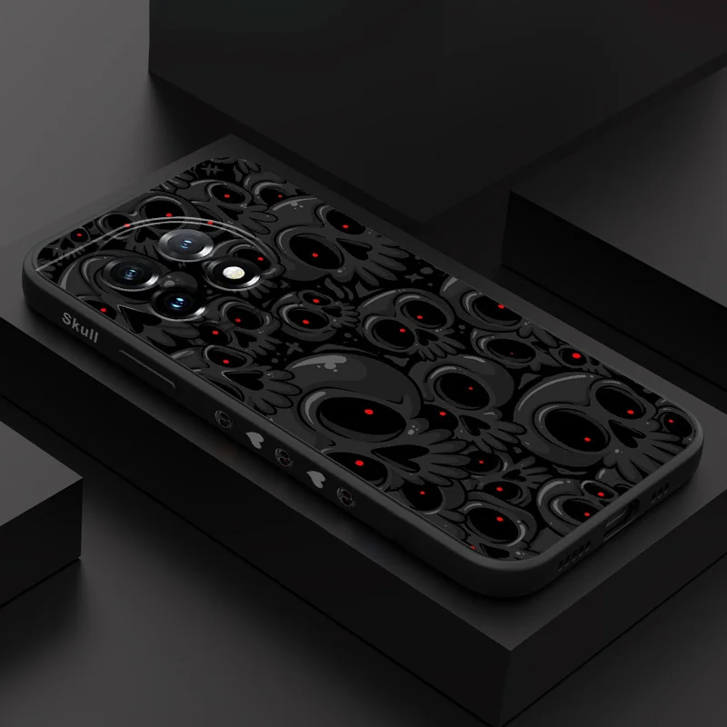 

Red Eyed Skeleton Phone Case For Oneplus 13 13R 12 12R 11 11R 10 10R 10T 9R 9RT 9 8T 8 7 7T Pro 5G Liquid Silicone Cover