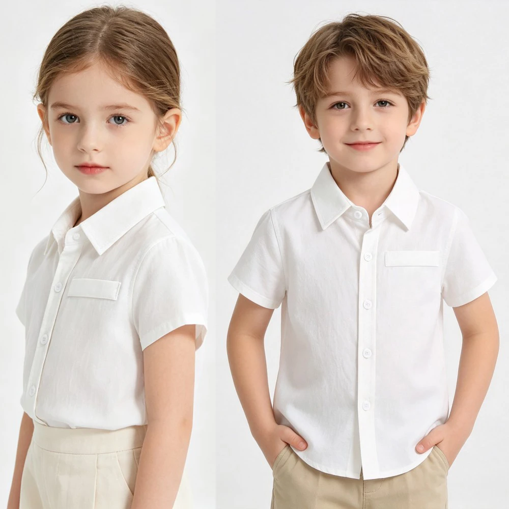 Aliexpress 100% Cotton Children's Clothing Summer Boy Girl Formal School Shirt Buttons Basic White Blouse Soft Kids Shirts Uniform Clothes - Aliexpress Deal