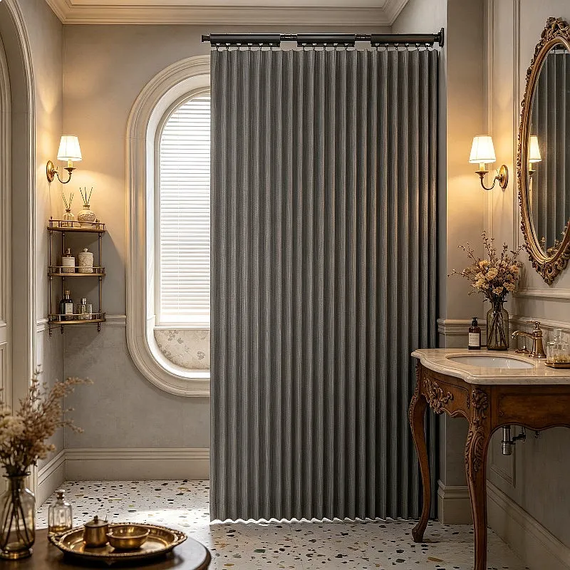 Foldable Shower Curtain Screen Waterproof Mildew-proof Bathroom Divider Quick-dry Double-layer Panel