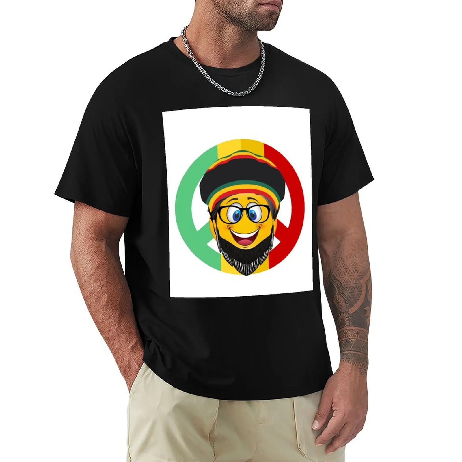 

JAMAICAN SMILE T-Shirt blue lock affliction shirts oversized graphic tee Men's cotton t-shirt