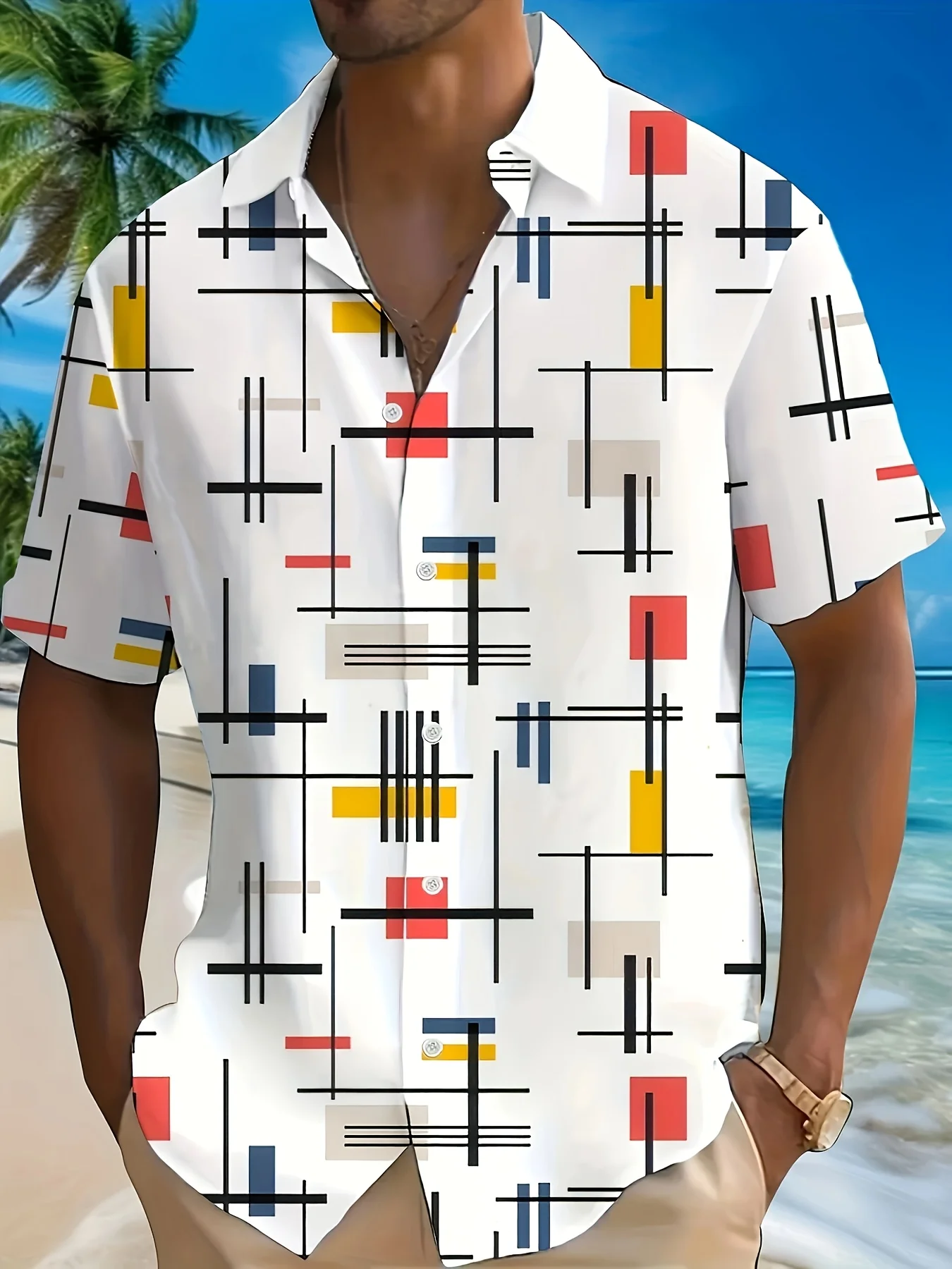 

The new men's short-sleeved shirt for summer 2025 is breathable lightweight casual and fashionable with 3D printing