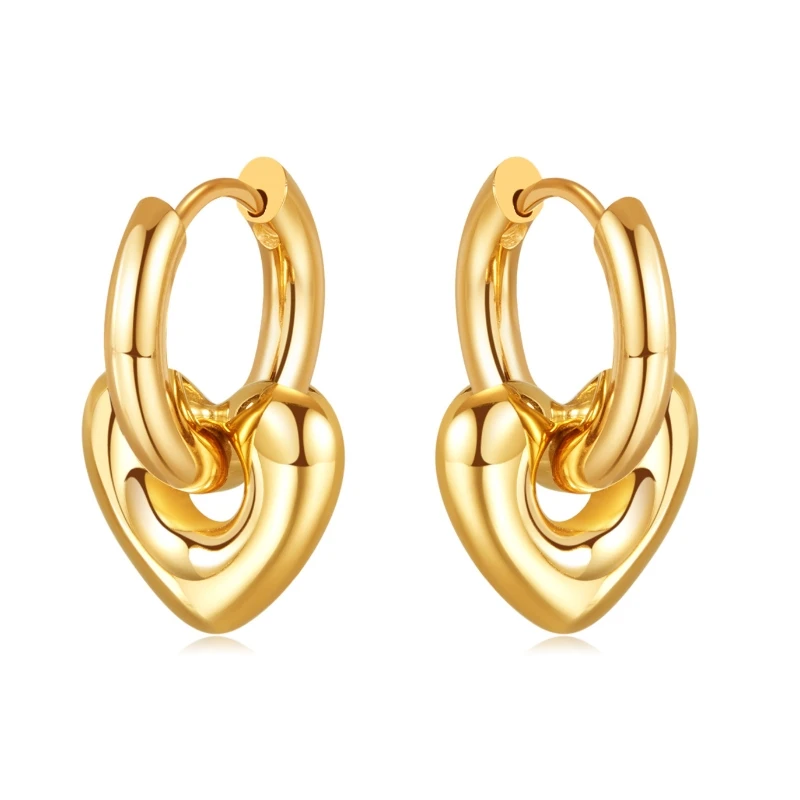 ANENJERY-Boucles d'oreilles coeur d'amour creux simples et polyvalentes pour femmes, nouvelle tendance, conception populaire, bijoux de fête, cadeaux doux, vente en gros, 2023