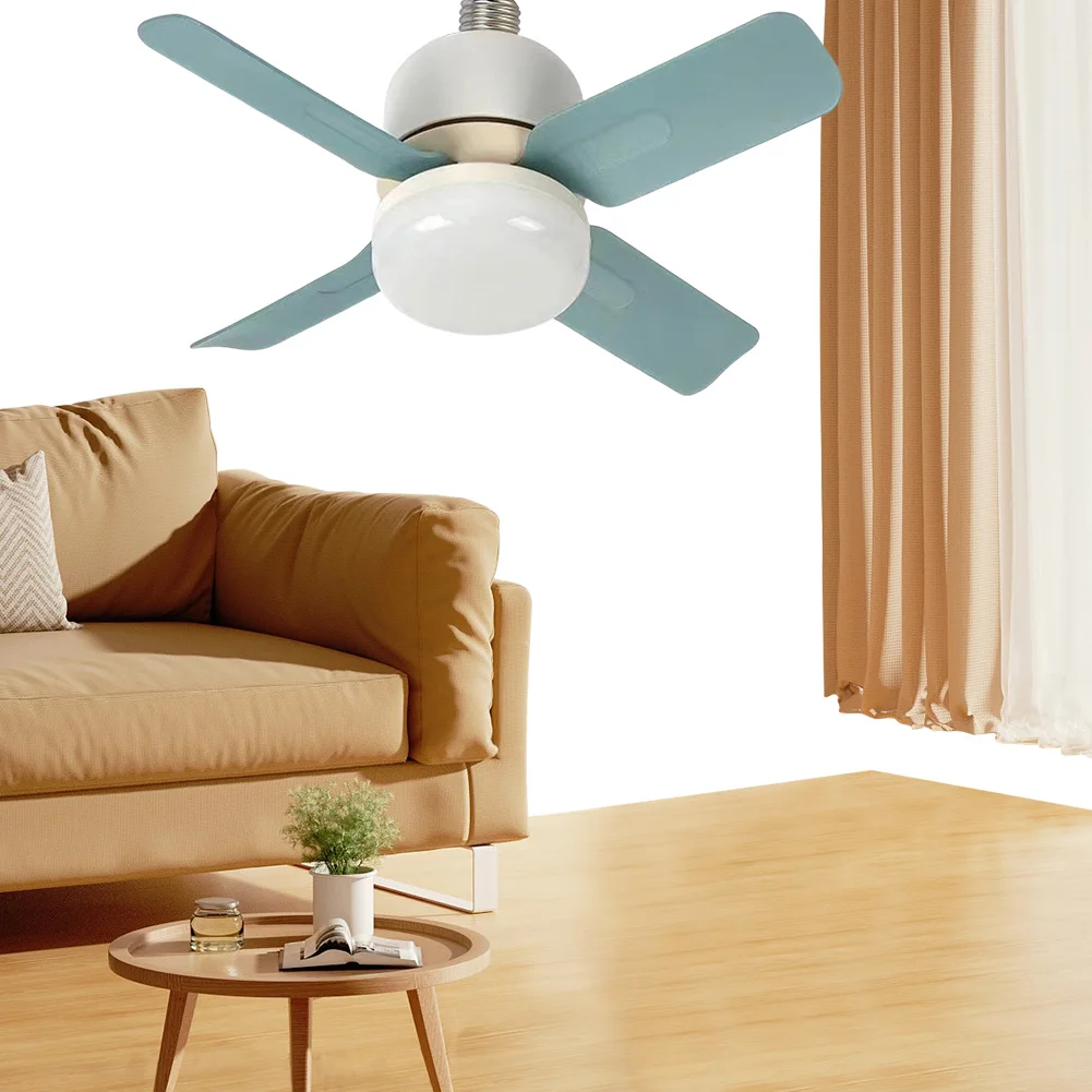 Ventilador de techo pequeño con enchufe E27 con Control remoto, ventilador de techo LED de 14W, ventilador de techo blanco para porche, oficina, garaje, restaurante