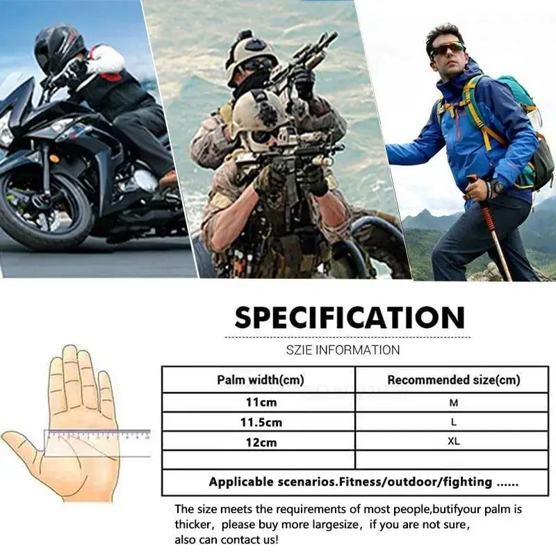 1 par de guantes tácticos de invierno para hombre, guantes gruesos resistentes al desgaste con dedos completos, guantes deportivos impermeables para motocicleta con pantalla táctil