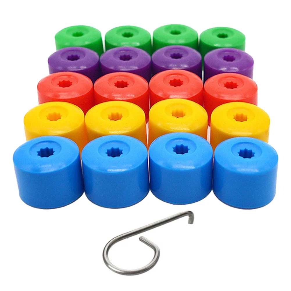 20pcs 17mm Wheel Lug Nut Bolt Cap Covers With Removal Tool For VW Beetle Audi Skoda Black Exterior Protection Accessorie