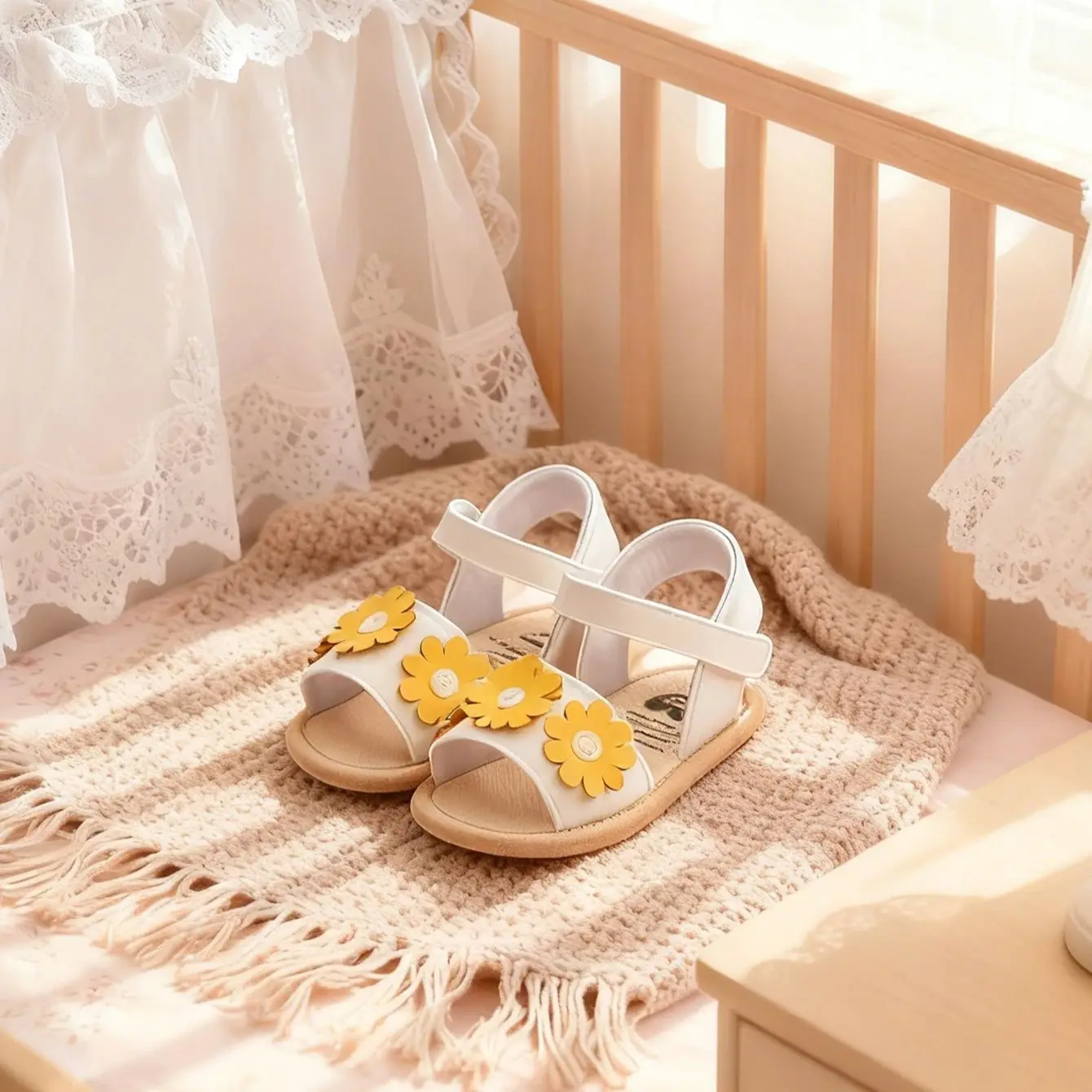 

Baby girl summer chrysanthemum sandals newborn walking shoes baby lightweight comfortable and cute