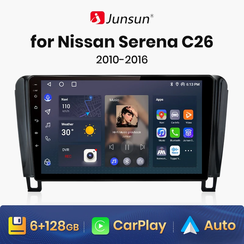 

Junsun V1 AI Voice Wireless CarPlay Android Auto Radio for Nissan Serena C26 2010-2016 4G Car Multimedia GPS 2din autoradio