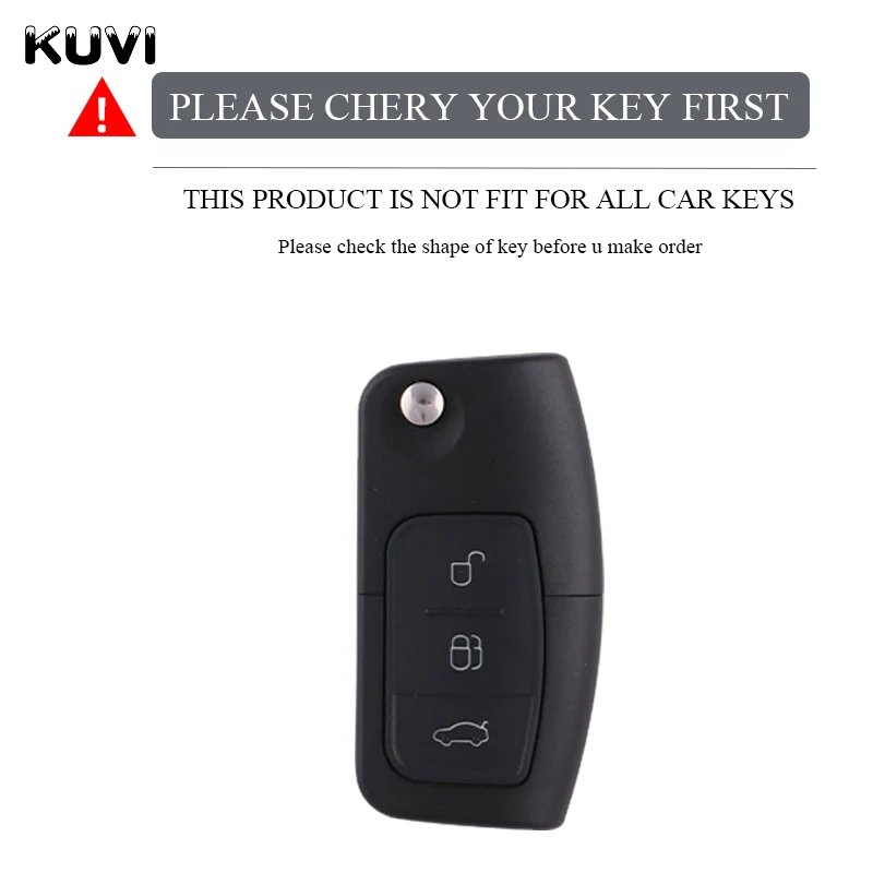 ABS Carbon Fiber Car Key Cases Cover Fob for Ford Fiesta Focus 2 C-Max Ecosport S-Max Fusion Mondeo Remote Control Case Keychain