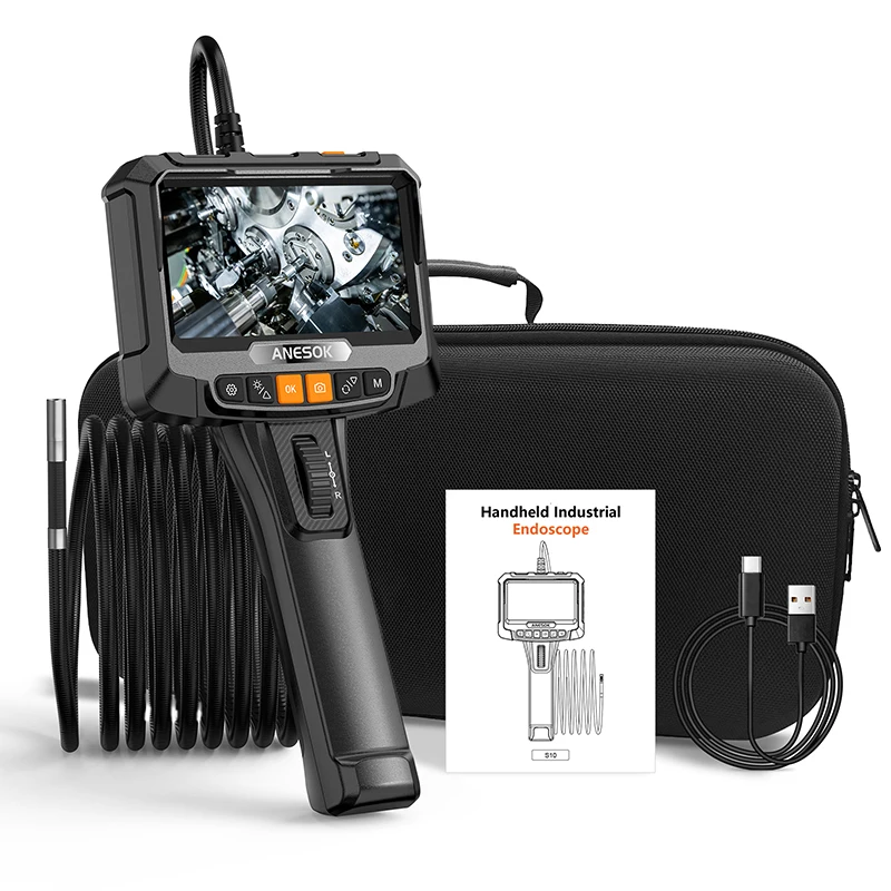 Two-Way Articulating Borescope 360 degree 5 inch screen S10 Handheld Industrial Digital endoscope  Inspection Camera