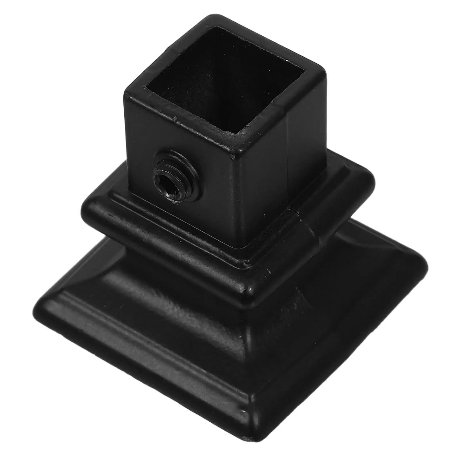 Deck Post Base Cover Black Wrought Iron Staircase Handrail Base Accessory for Indoor Outdoor Stairs Stair Railing Parts Handrail