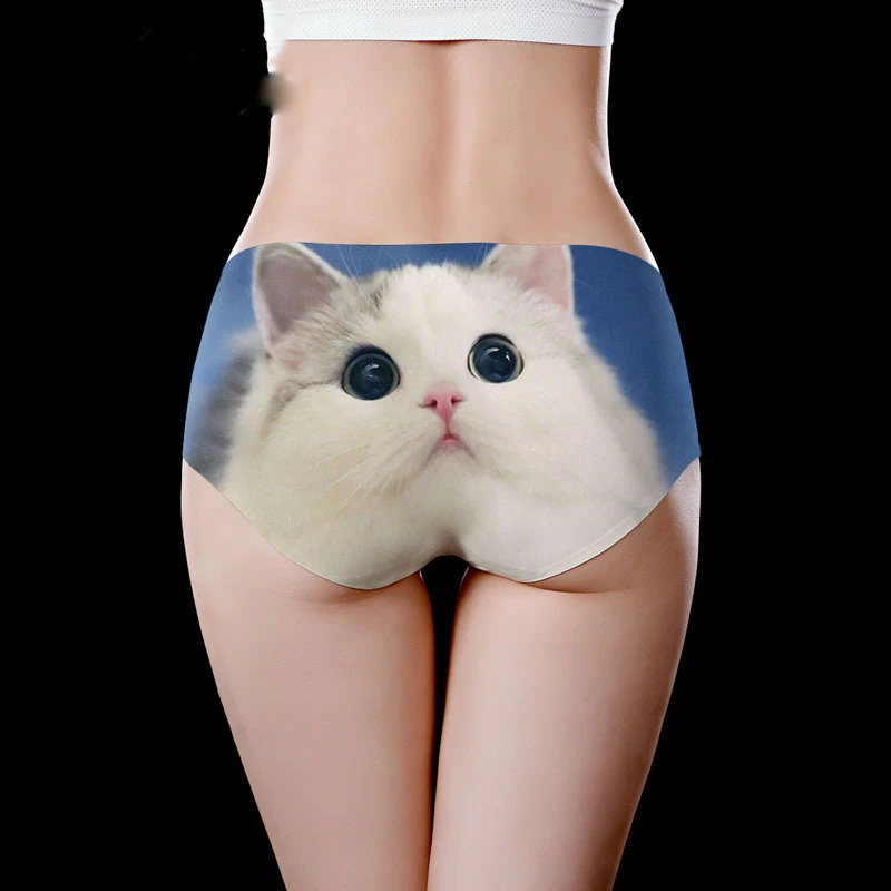 Cute 3D Cat Print Panties Women Underwear Cartoon Animal Kawaii Underpants Breathable Sweet Seamless Girls Sexy Briefs Lingerie