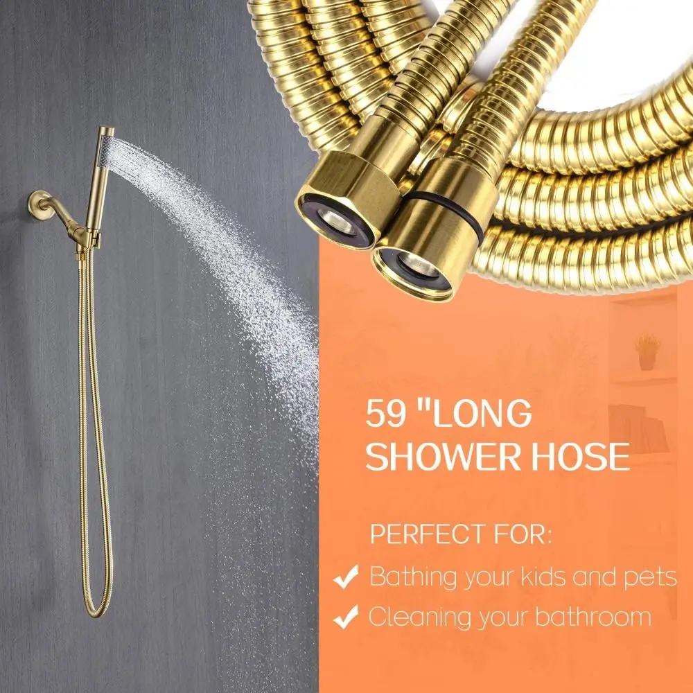1.5/2m Stainless Steel Shower Hose High Pressure Replacement Spray Encryption Pipe Titanium Gold Universal
