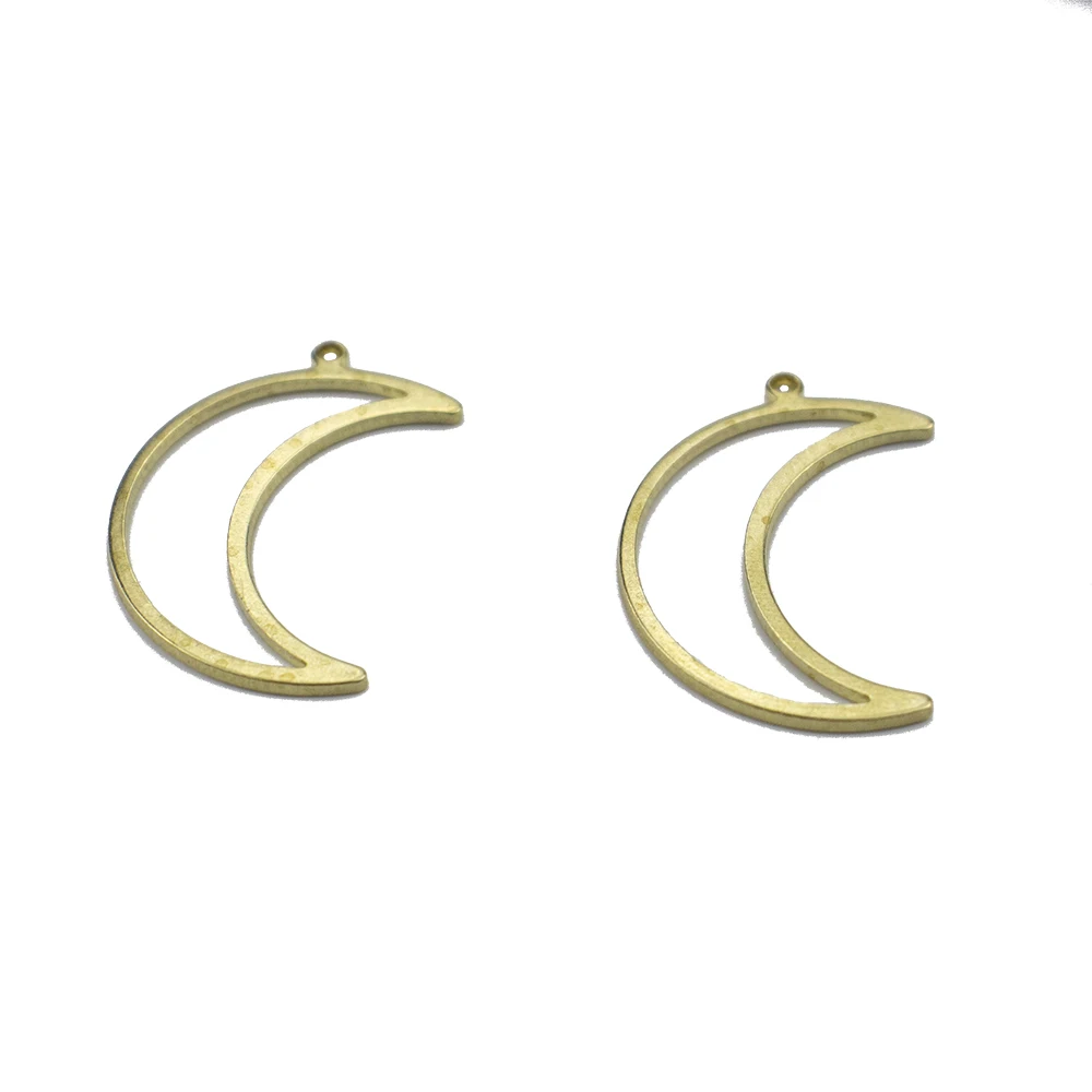 10Pcs Raw Brass Hollow Moon Charms Connectors Diy For Women Witchy Celestial Drop Earrings Necklace Jewelry Making