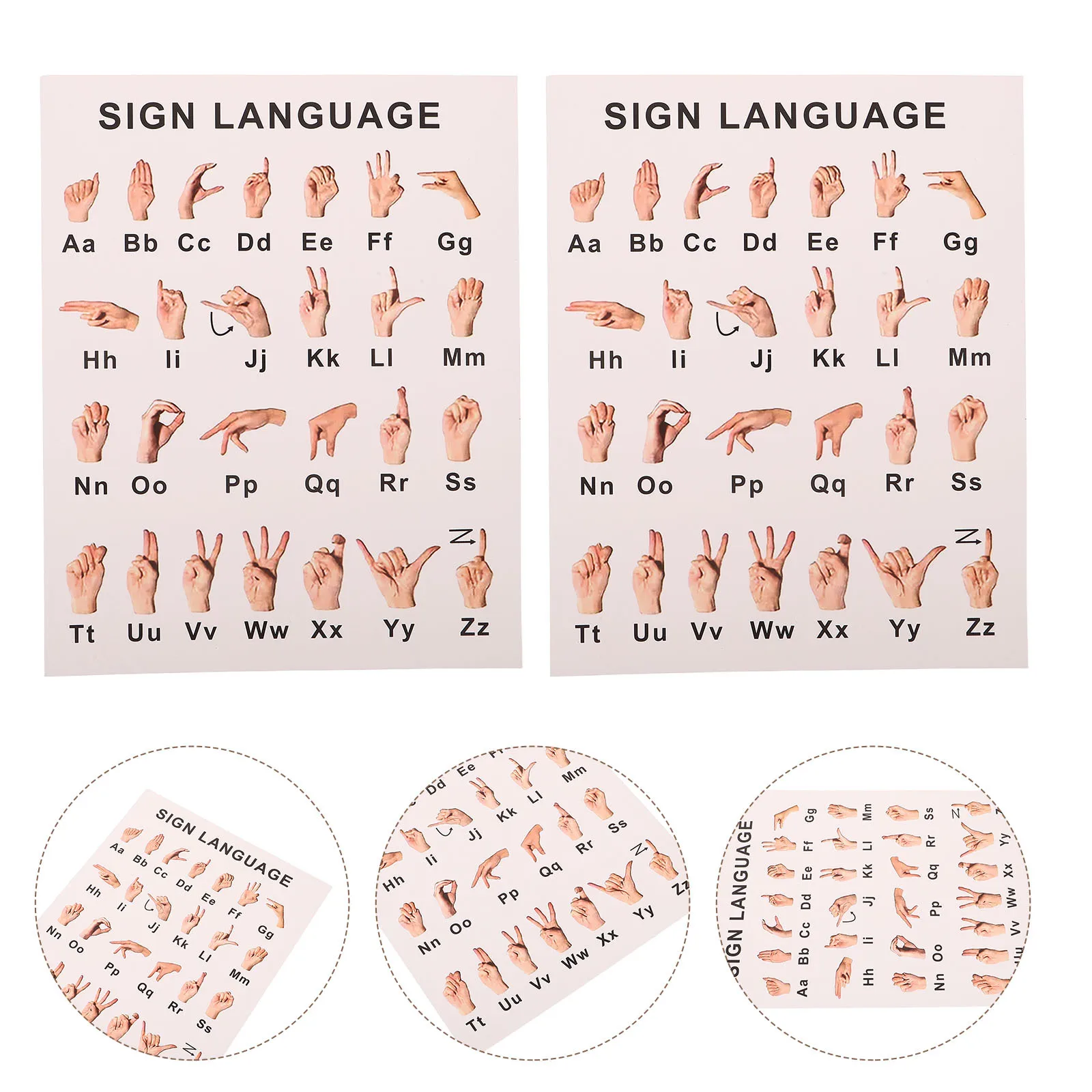 

6Pcs Gesture Language Posters Educational Asl Alphabet Charts Classroom Homeschool Nursery Sign Language Learning Decor