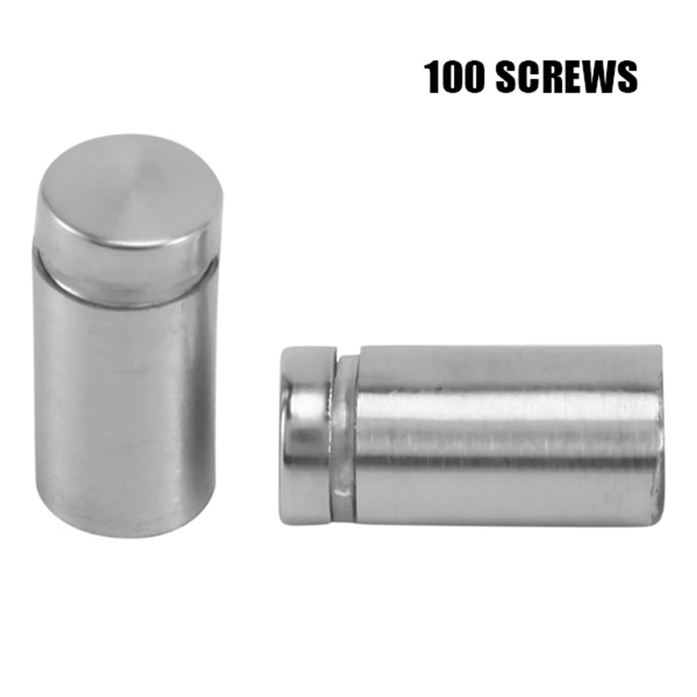 On sale 100 Pack Sign Standoff Screws Advertising Screws Stainless Steel Wall Standoff Mounts Glass Acrylic Nail (1/2 x 1 Inch)