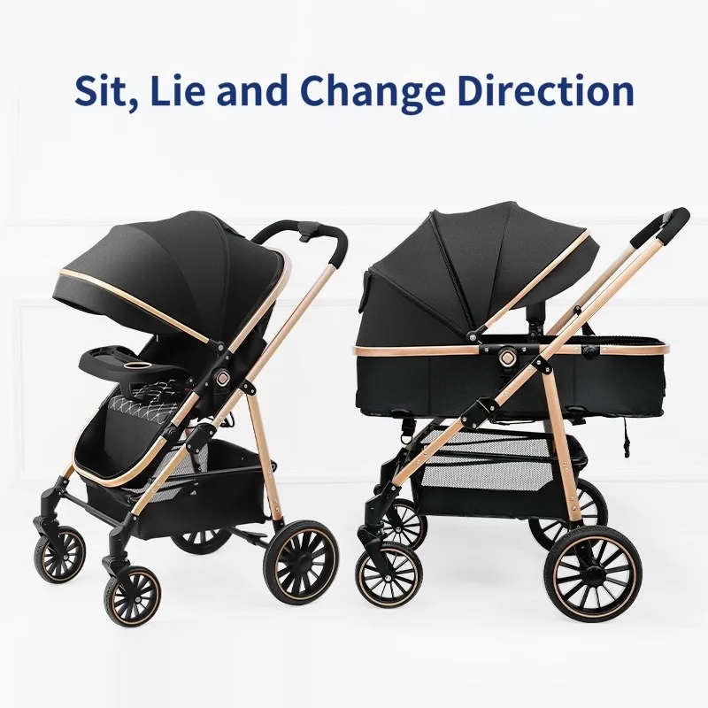 High Landscape Luxury Infant 3 in 1 stroller Baby Stroller Carriage Basket Four Wheels Stroller Baby Safe Seat