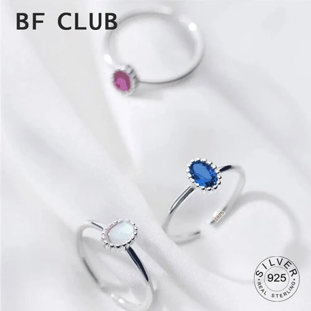 BF CLUB-Bague Rectangle en Argent pour Femme, Bijoux Fins, Mignon, Minimaliste, Accessoires, Cadeau, Document, Bleu, Zcomprend, Mode