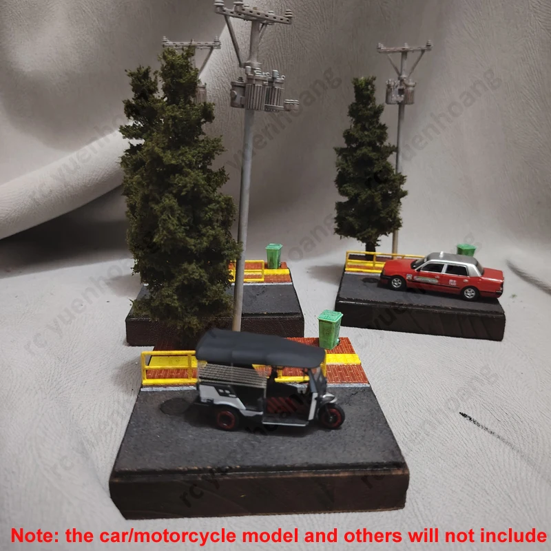 1PCS 1/64 Schaal Desktop Display Ornament 10X10X18CM Gesimuleerde Straat Scène Basis Handgemaakte Accessoires voor RC Auto/Motorfiets Model