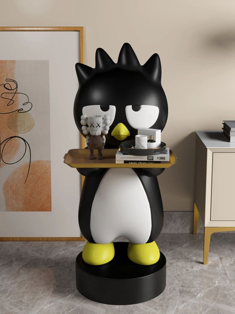 Cartoon Penguin Sculpture for Living Room, TV Cabinet, Sofa Side Storage Tray, Floor Art Decoration, Customized, 73cm