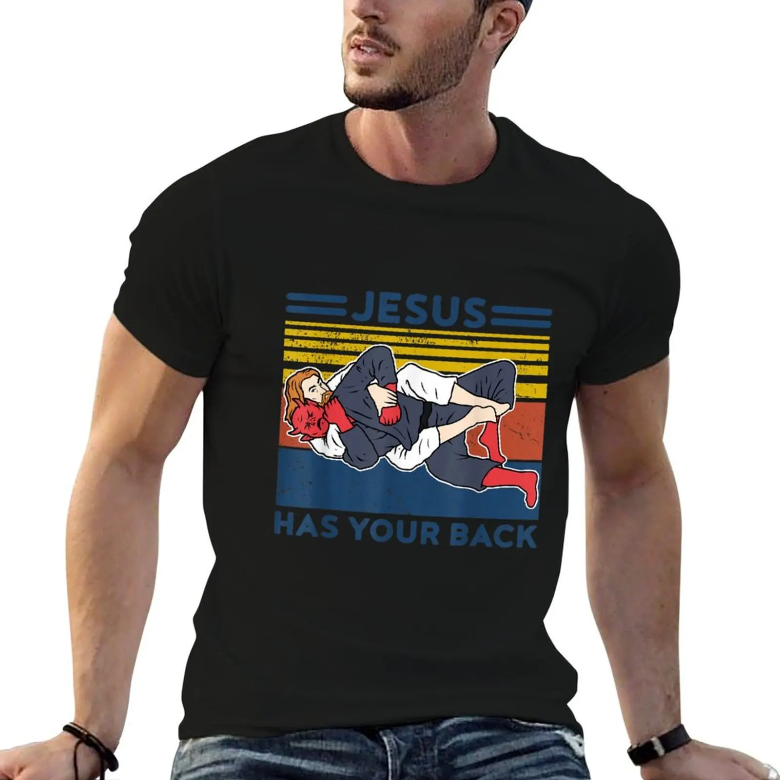 

Jiu Jitsu s Jesus Has Your Back Mens BJJ MMA Jujitsu T-Shirt men t shirt cotton 100% man t shirts for men casual T-Shirt
