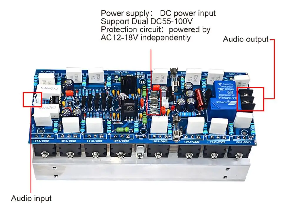 บอร์ดลำโพงติดรถยนต์โมโน1000W พลังงานสูงบอร์ดแอมป์เวทีระดับมืออาชีพพร้อมหลอด5200 1943สำหรับเครื่องขยายเสียง DIY