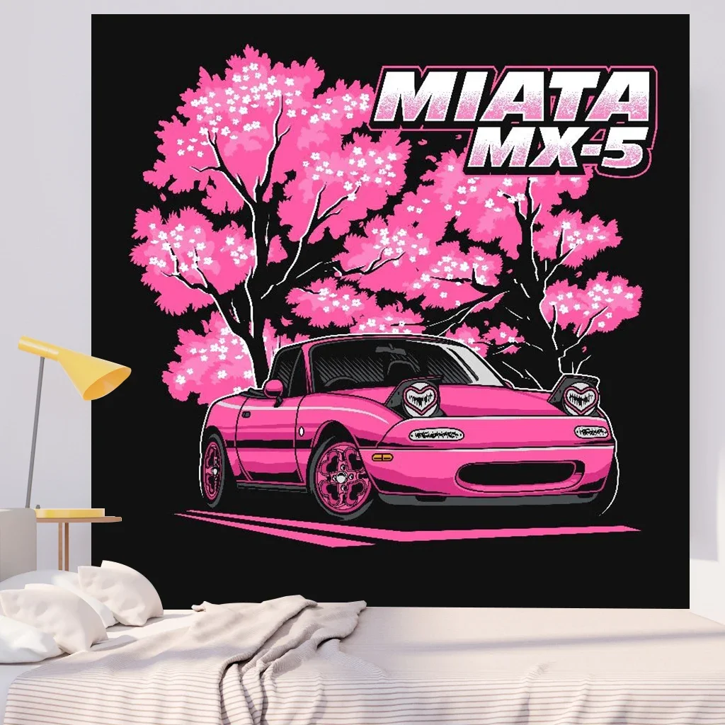 

Jdm Racing Japanese Game Night Sports Blanket Decorative Tapestry Bedroom Background Polyester