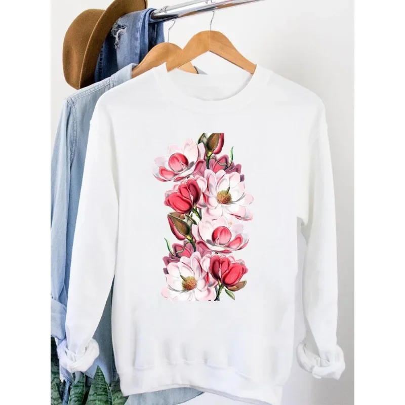 여성용 슬림핏 후드티 패션 해바라기 프린트 화이트 플라워 후드티 스웨트셔츠 스트리트웨어 여성