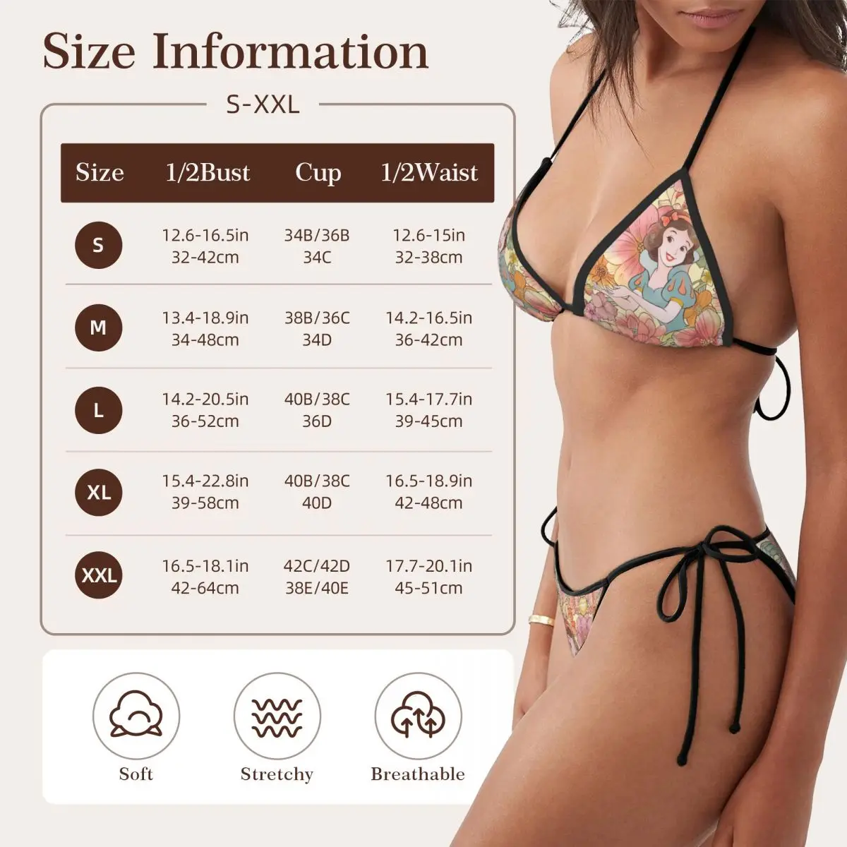 Benutzerdefinierte Schneewittchen und die sieben Zwerge Sexy Bademode Print Badeanzug Bikinis Sets für Damen Zweiteilige Badeanzüge