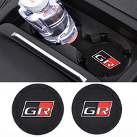 2PCS 6.6CM Car Water Cup Slot Car Coaster Decoration Accessories Anti Slip Mat Case For Toyota GR Gazoo Racing Auto Styling