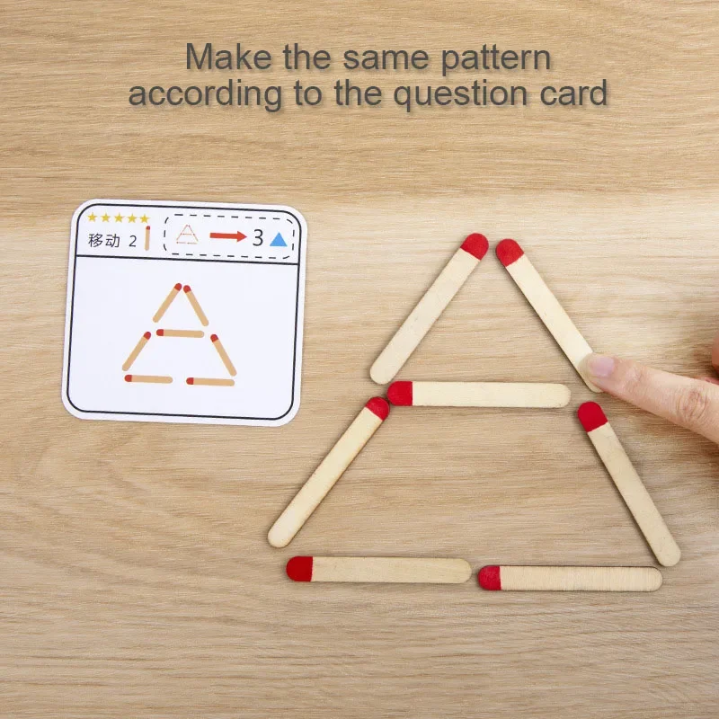 Montessori Matches Puzzels Spel Houten Speelgoed DIY Wiskunde Geometrie Bordspel Denken Match Logica Training Educatief Speelgoed voor Kinderen