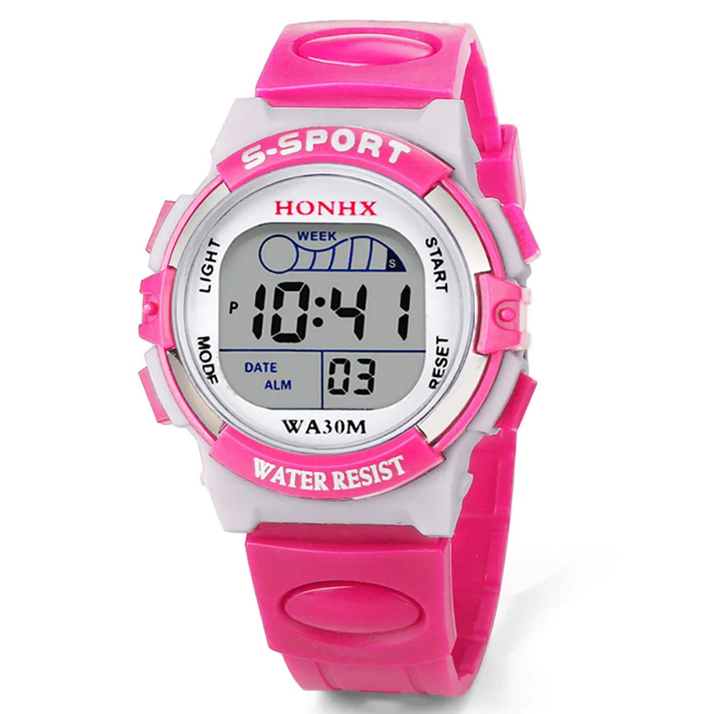 LED Digital Sports Watch for Kids, impermeável, mostrador luminoso, tendência da moda, data e semana, presente para crianças