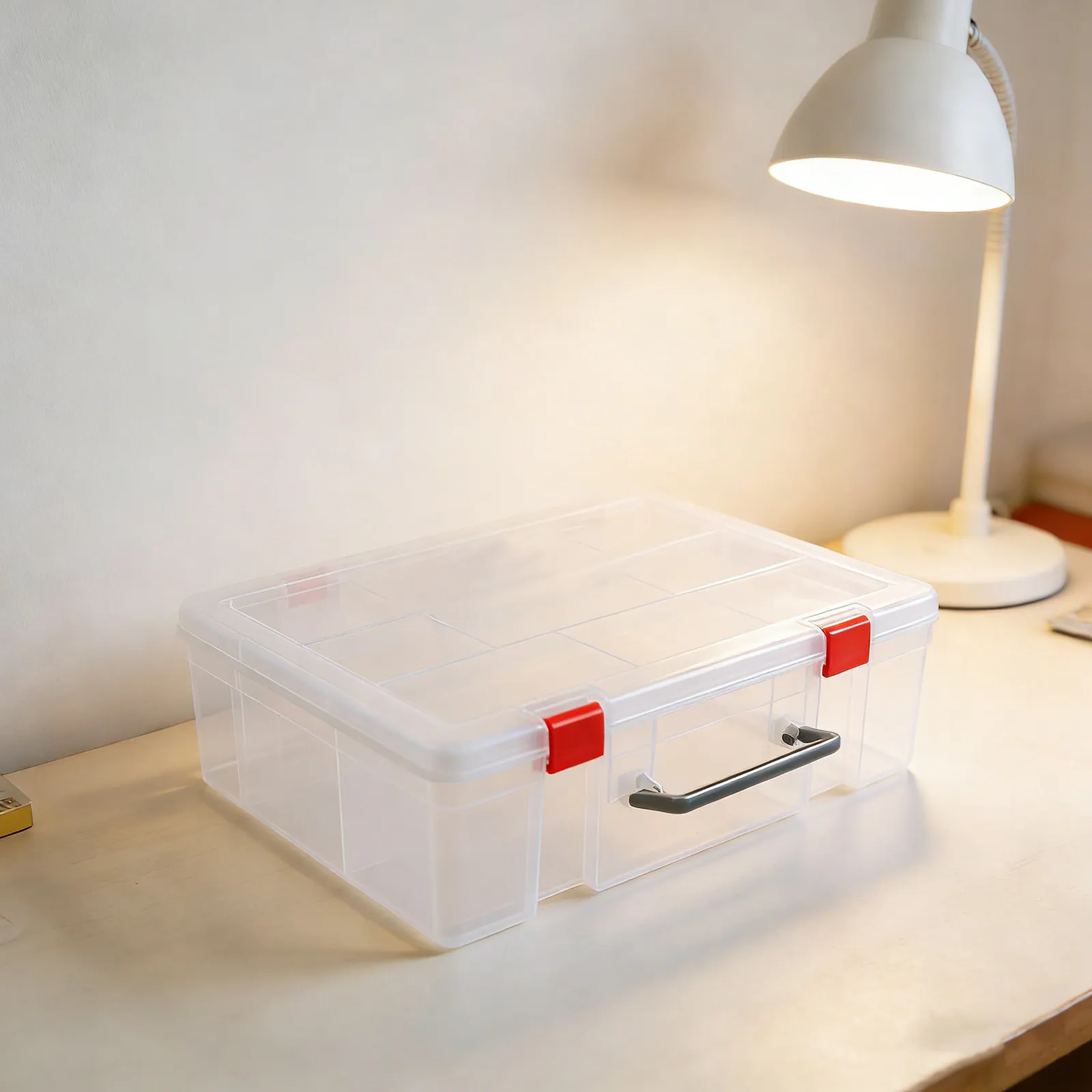 

Brick Storage Organizer 14.37x10.24x3.94 Inch Transparent Stackable Compartment Box Portable Handle Design for Building