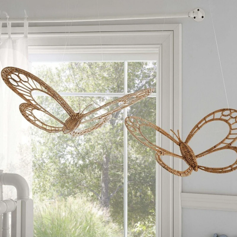 Natural Rattan Wall Stickers Handmade Butterfly Crafts Versatile Scene Nordic Style Hanging Ornaments Home Decor