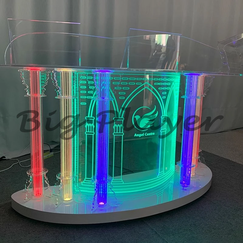 تخصيص المنصة شفافة الاكريليك يردد الجدول محاضرة الجدول كريستال التحدث استقبال خطاب الجدول المؤتمر