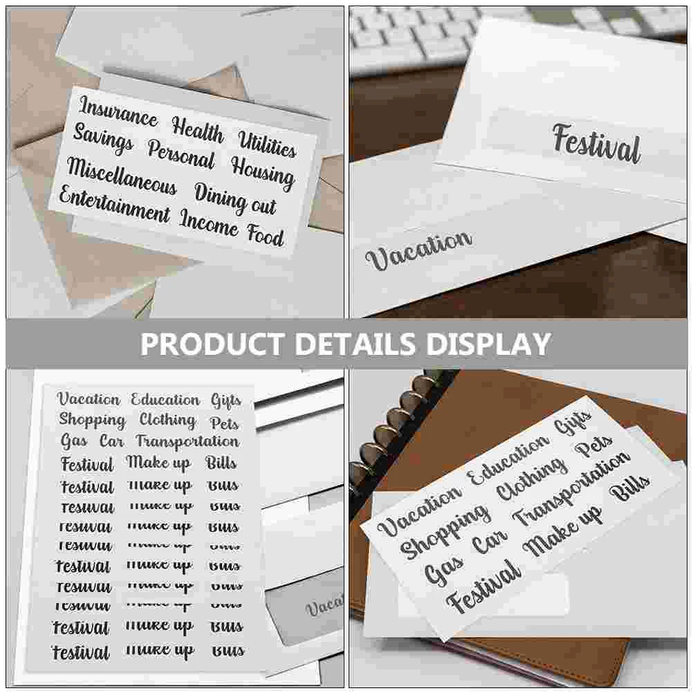 5 Sets Cash Budget Sticker Practical Stickers Home Multi-function Label Portable Fund Management Pvc Self-adhesive Organization