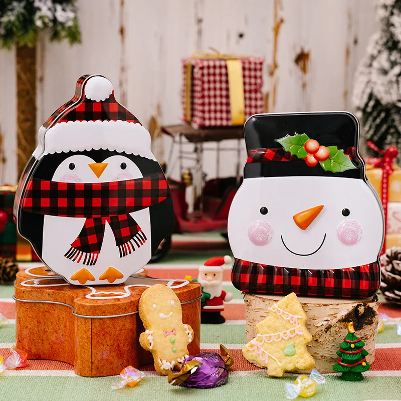 Christmas Decorations Gingerbread Man Cookie Box Santa Candy Box Cartoon Snowman Tinplate Box, New Year's Gifts