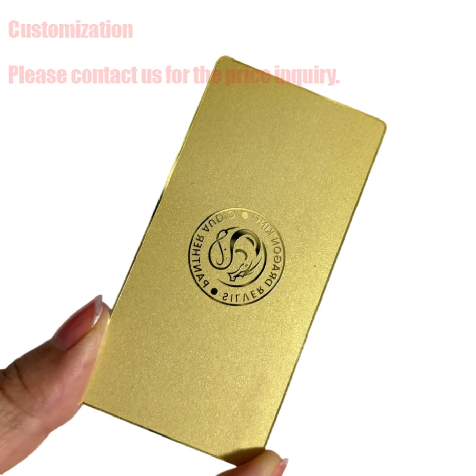 

Customized inquiry High Quality Premium Gold Metal Business Card Logo Embossed Metal Mirror Engraved Business Card Gold