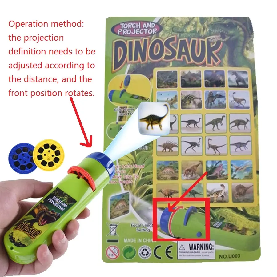 Cute Cartoon Children's Projection Flashlight Projector Night Light Photo Picture Bedtime Learning Fun Toy