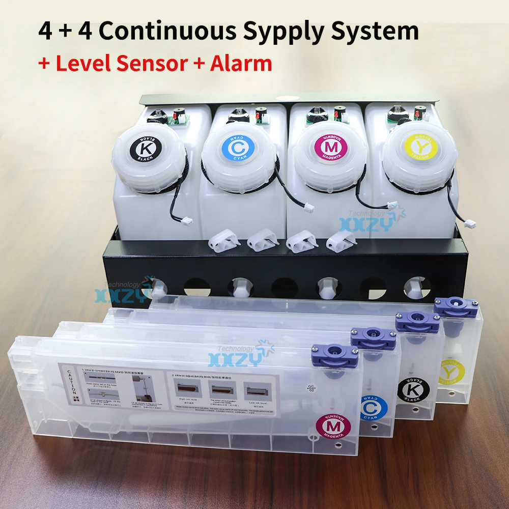 4+4 Bulk CISS Continuous Ink Supply System for Eco Solvent Printer 4 Colors Ink Cartridge with Level Sensor Sub Tank