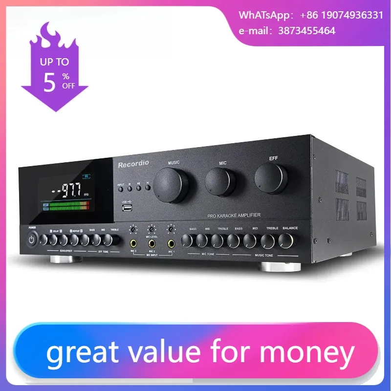 

GAP-EK6000 Новый профессиональный усилитель звука, предусилитель, мощный аудиоусилитель для караоке с USB и усилителем BT