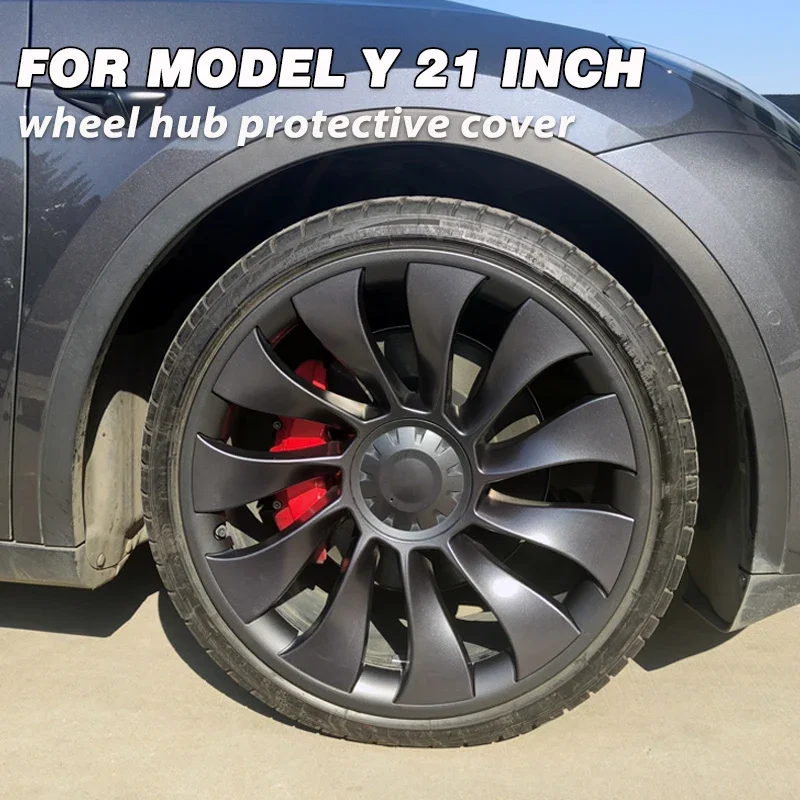 4 шт. для Tesla Model Y 21-дюймовая крышка ступицы, нашивка для колес, сменная крышка колеса, полная крышка обода, аксессуары 2018-2023, крышка